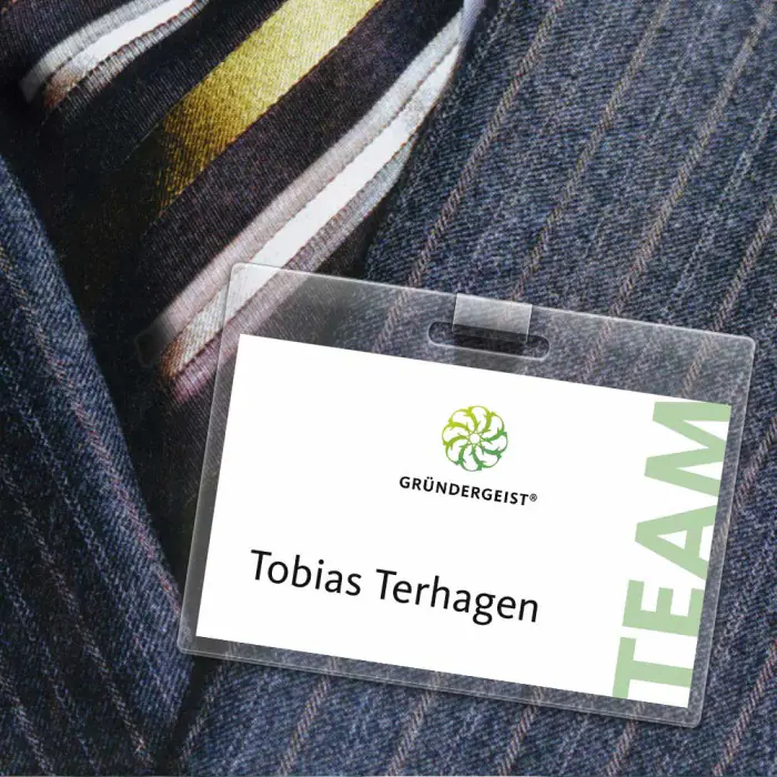 werbeagentur referenzen gruendergeist ball Namensschild