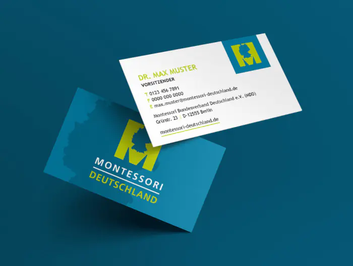 brandcom referenz schule montessori deutschland visitenkarten